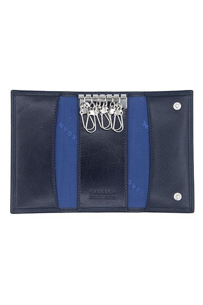 Tergan Navy Leather Unisex Keychain 0080H86