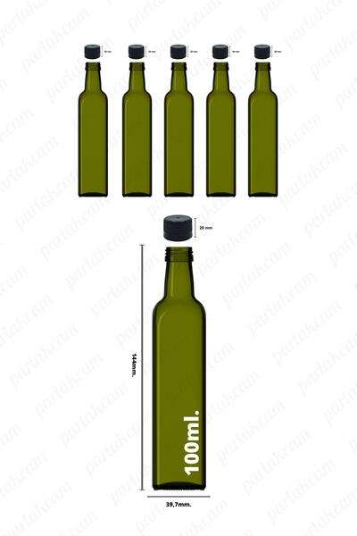 parlakcam 5 Adet Zeytinyağı Şişesi Yeşil Cam Şişe 100ml Maraska Yağdanlık Yağ...