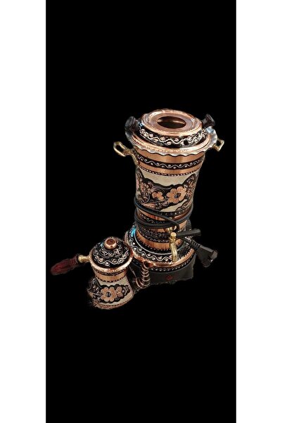 Bakır Center Copper Samovar Heavy Hand Embroidered Rose Flower Pattern Black ...