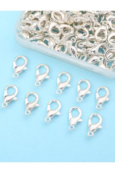 yiğit aksesuar No Darkening Lacquer Plated Silver Color Parrot Clip Necklace Bracelet Clip Jewelry Clip 25 Pieces