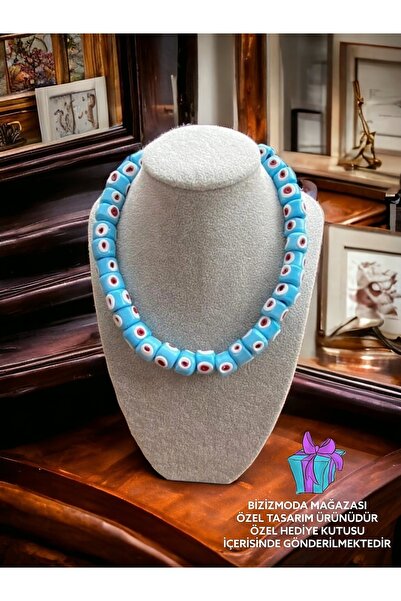 bizizmoda الطابق السفلي الزجاج حبة Serenay الزجاج قلادة عين الشر حبة قلادة