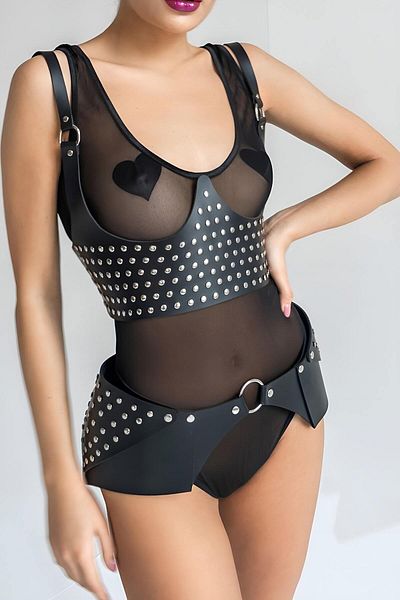 Angels Passion Stylish Belt and Harness Set with Rivet Detail