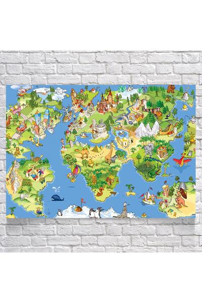 Reysa Tasarım Hayvanlar Dünya Haritası Posteri 50X70 CM