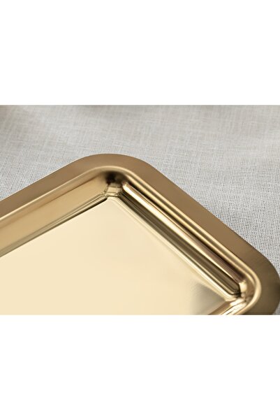English Home Shiny Metal Baton Tepsi 32x13 Cm Gold