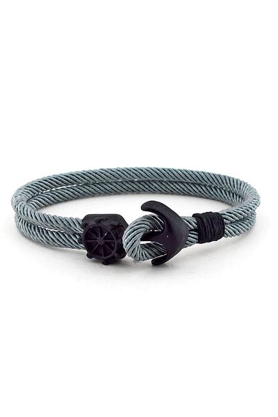 Solfera Men's Black Metal Anchor Rudder Gray Bracelet Bt261