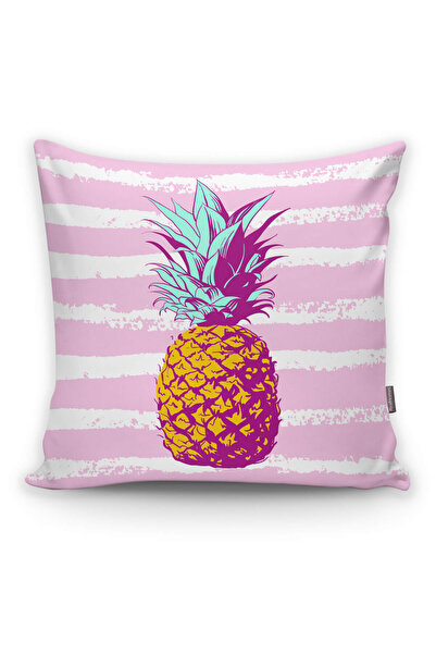 Realhomes غطاء وسادة مطبوع رقميًا بتصميم أناناس ملون نابض بالحياة