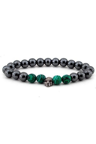 Solfera Men's Natural Malahit Hematite Stone Bracelet B613