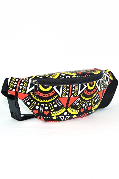 Housebags Μαύρη πολύχρωμη γυναικεία τσάντα μέσης 139