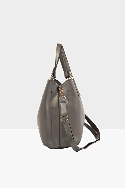 Bagmori Silver Women's Three-Compartment Bag with Snap Detail M000002918