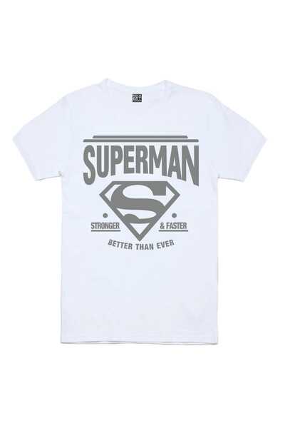 ROCKANDROLL Tricou Superman alb cu mânecă scurtă pentru bărbați 1M1BM118FB