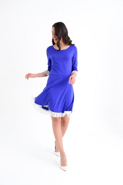 Hanna's by Hanna Darsa Women's Purple Sleeves and Skirt Lace Detailed Flared Knitted Dress Hn1790