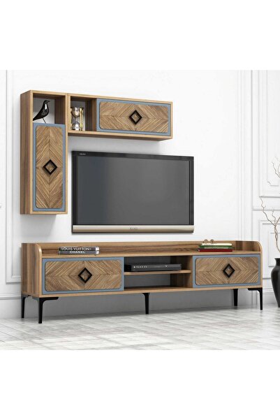 Variant Mobilya Samba Tv Ünitesi - Ceviz / Mavi