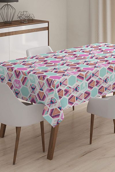 Realhomes Față de masă 3D imprimată digital cu model geometric - 140 x 220 cm