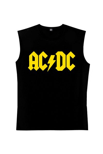 ROCKANDROLL Λογότυπο ACDC Μαύρο μανίκι |   Αμάνικο ανδρικό μπλουζάκι |   Αθλητής 1M1SM001FS