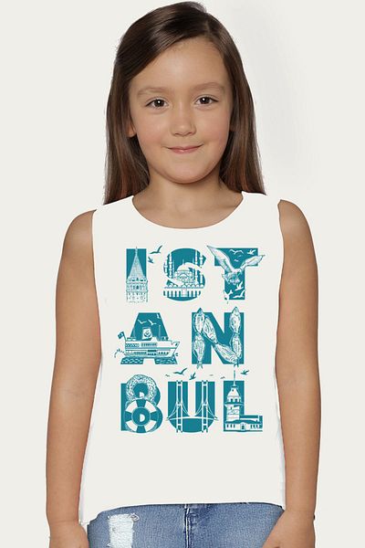ROCKANDROLL Manecă tăiată cu litere din Istanbul | Tricou fără mâneci Fete Băieți Unisex Copii | Atletul 1M1SG063AB