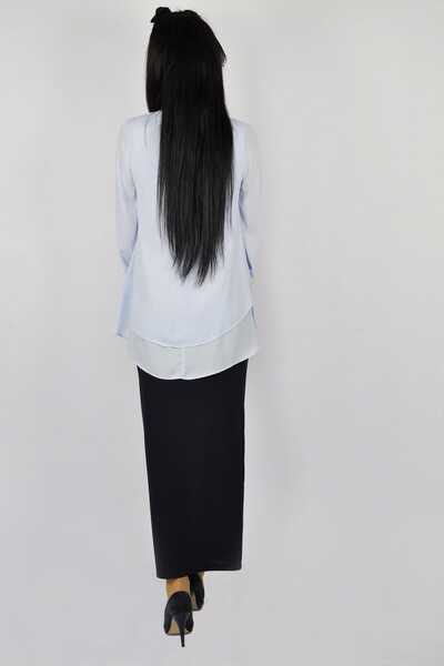 Bym Fashion Large Size Lycra Pencil Skirt with Elastic Waist 1074-1 Navy Blue