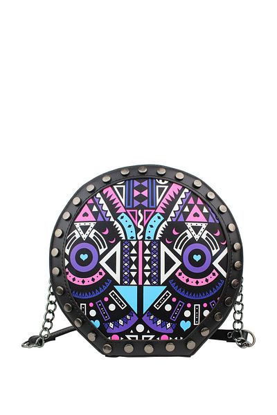 Housebags Μωβ ριγέ γυναικεία τσάντα ώμου 152