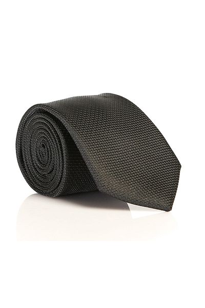 Gaffy Μαύρη Slim Fit μονόχρωμη υφαντή γραβάτα // Ddk-08