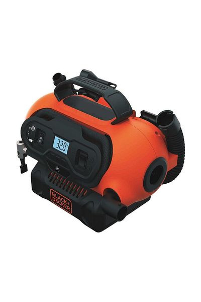 Black&Decker BDCINF18N - ضاغط هواء قابل لإعادة الشحن 12 فولت/220 فولت/18 فولت ليثيوم أيون 160 رطل لكل بوصة مربعة