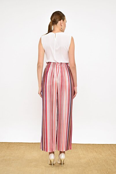 Bym Fashion Women's Pomegranate Flower Striped Trousers 204