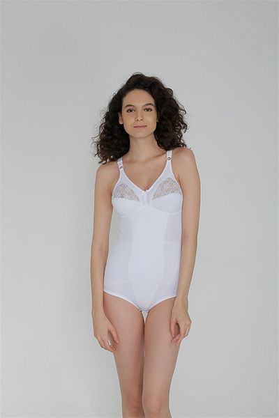 Yevda Corset alb din țesătură satinată pentru femei 4030