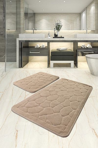 Chilai Home LINO STONE COTTON ΣΕΤ 2 Σετ πατάκι μπάνιου