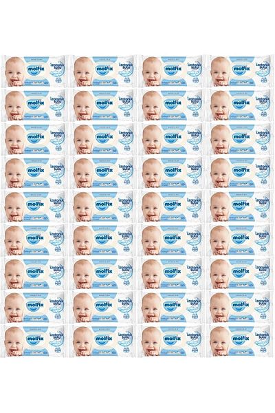 Molfix Set of 36 Isotonic Wet Towels for Sensitive Skin - 60 Sheets with Plastic Cover