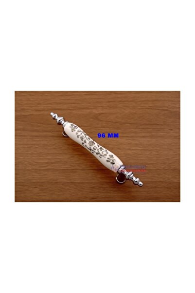 Azimkar Hırdavat Porselen Kulp Krom - Krom Dolap Vestiyer Çekmece 96 MM