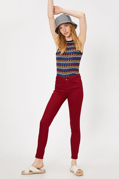 Koton Pantaloni de damă bordeaux 0KAK47551DW