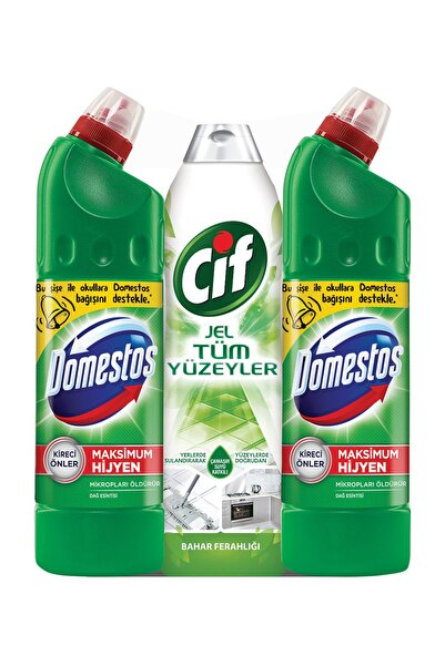 Domestos Dağ Esintisi 2'li + Cif Tüm Yüzeyler İçin Jel 750 ml