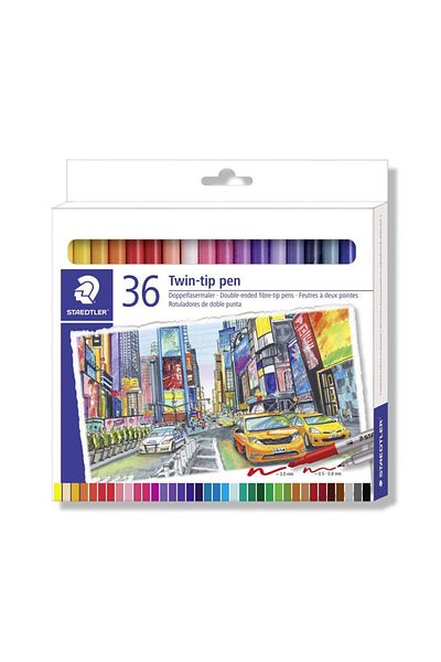 Staedtler Double Ended Felt Tip 36 COLOR SET (0.8 mm - 3 mm)