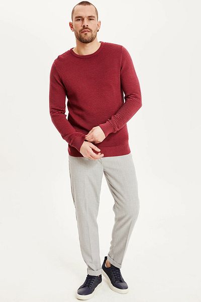 DeFacto Pulover pentru bărbați, roșu Claret, slim fit, tricotaj L0033AZ19AU