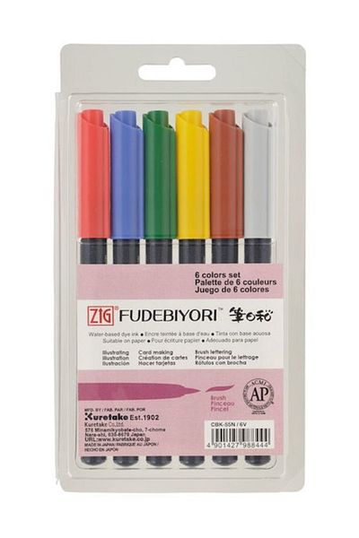 Zig Fudebiyori Brush Pen Brush Tip Pen 6 COLOR SET