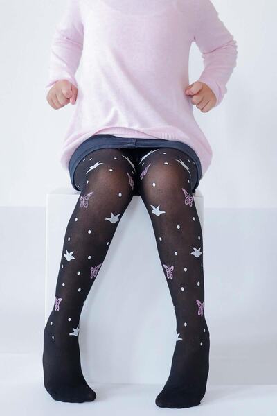 İTALİANA Siyah Kız Çocuk Külotlu Çorap Doğa Çocuk 5152