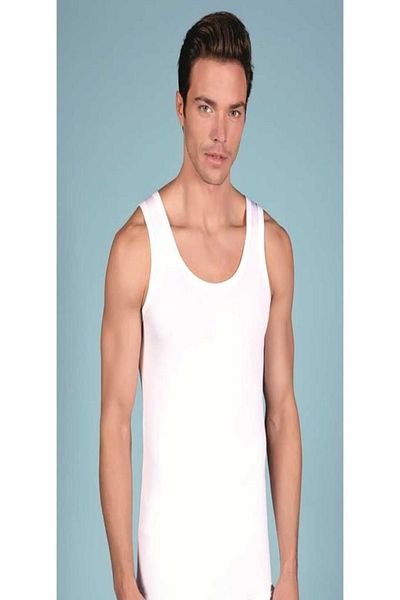 Berrak Men's White Tank Top 3 Pack 100% Cotton