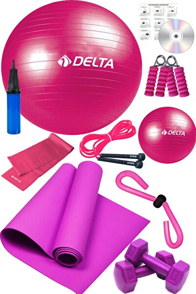 Delta 11 Li Pilates Seti Pilates Minderi Plates Topu Set Lastiği Thigh Master Kelebek Spor Aleti