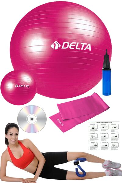 Delta 7 Li Thigh Master Pilates Seti, Pilates Topu, Pilates Bandı Lastiği, Pompa, 20 Cm Mini Top