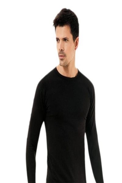 KOTA Ανδρικό Thermal 2 Pack 100% Cotton Battal Top μακρυμάνικο μαύρο εσώρουχο