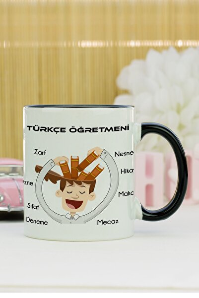 Hediyelen Türkçe Öğretmeni Kupa Bardak Siyah