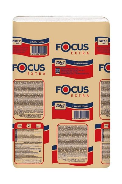 Focus Extra Z Fold Paper Towel Double Layer 22.5 X 24 cm 200 Sheets - 12 Pieces (500000686)