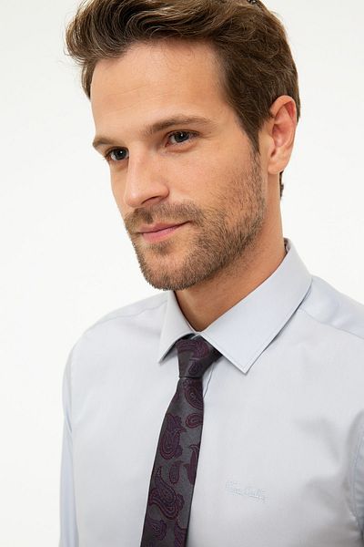 Pierre Cardin Γκρι Slim Fit Basic πουκάμισο