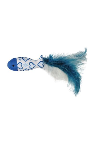 Flamingo Blue Furry Fish Cat Toy