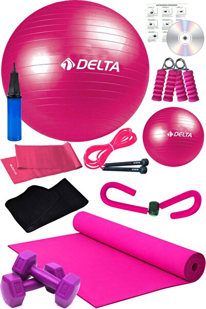 Delta 12 Li Pilates Seti Pilates Minderi 1 Kg Dambıl Plates Topu Seti Termal Kemer Thigh Master