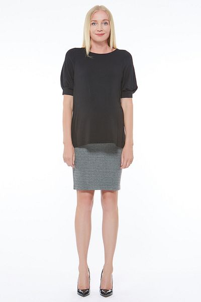 Motherway Maternity Adjustable Waist Black Office Skirt