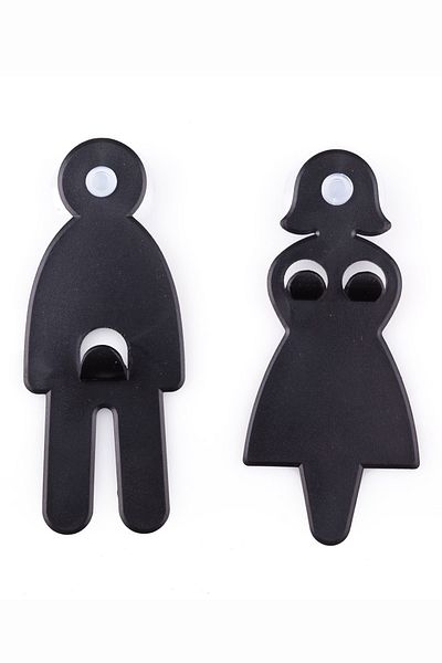 Bundera Humorous Girl Boy Hanger Apparatus with Suction Cup Behind Door Kitchen Bathroom Wall Towel Rack