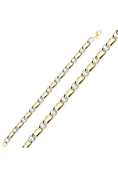 Lilarote Pırlanta 14 Ayar Büyük Sarı Küçük Beyaz Halkalı Zincir Bileklik