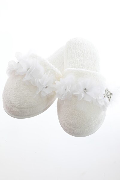 Lht 15017 White Floral Maternity Slippers
