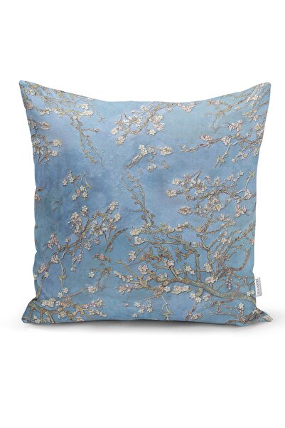 Realhomes غطاء وسادة من جلد الغزال مزدوج الجوانب مطبوع رقميًا بزخارف شجرة زرقاء