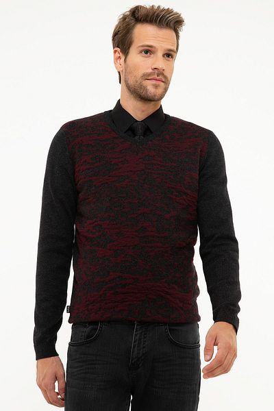 Pierre Cardin Men's Anthracite Gray Melange Slim Fit Knitwear Sweater G021GL0TK.000.867142