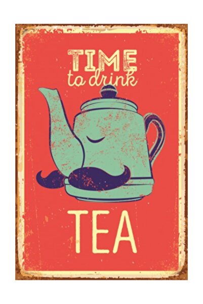 Hayat Poster Çay Zamanı Retro Vintage Ahşap Poster